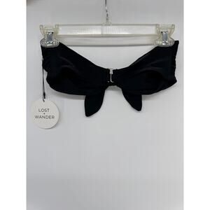 Lost + Wander Women Bikini Top Black 12/30 Bandeau Beach Tide Strapless 14in NWT